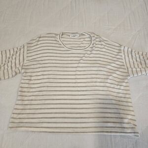 Carly Jean Los Angeles Beige and Cream Striped Top